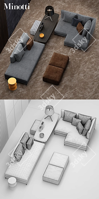 Elegant and Modern Minotti Sofa 3D model image 3