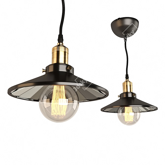 Stylish Steel Pendant Light 3D model image 1