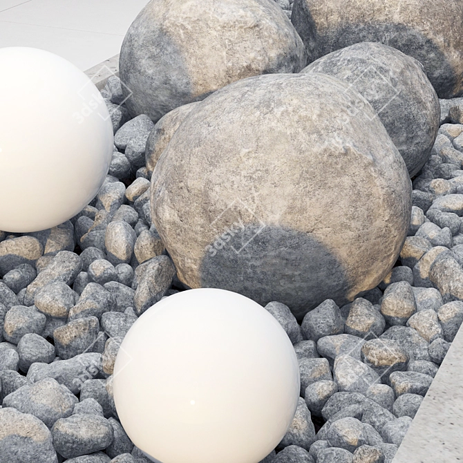 Floral Gemstone White Pebble 3D model image 2