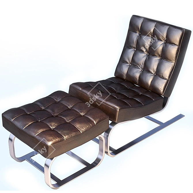 Luxury Leather Chaise Lounge 3D model image 1