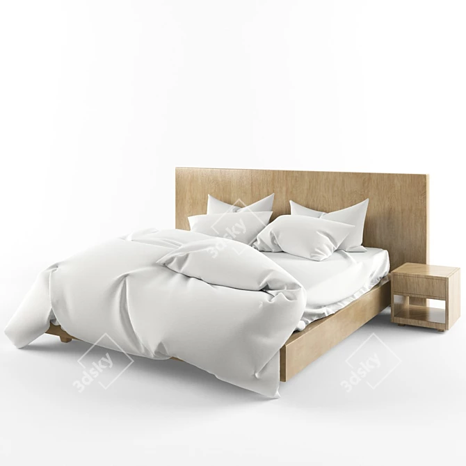 Contemporary White Bed 3D model image 3