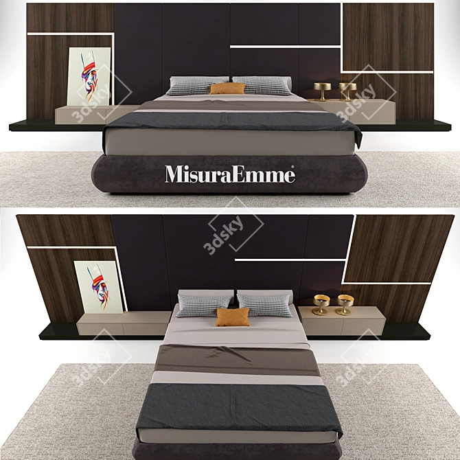 Elegant GHIROLETTO Bed by MisuraEmme 3D model image 1