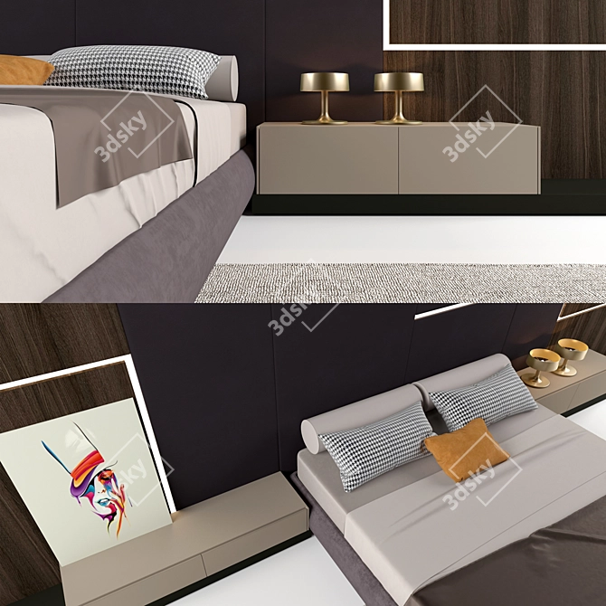 Elegant GHIROLETTO Bed by MisuraEmme 3D model image 2