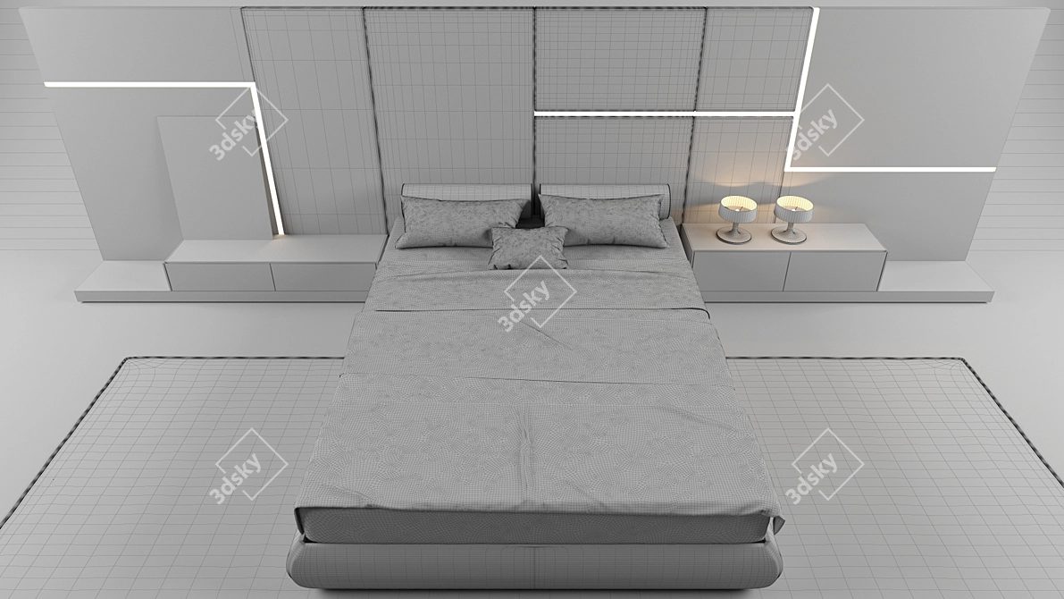 Elegant GHIROLETTO Bed by MisuraEmme 3D model image 3