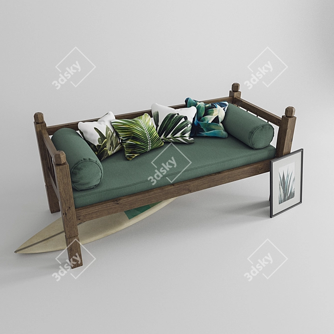 Tropical Vibes: Surfboard Sofa Set 3D model image 2