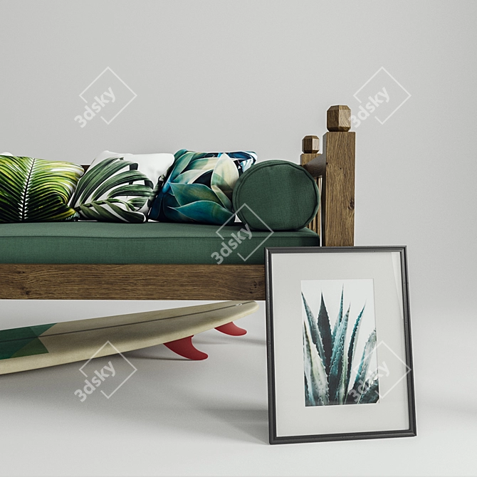 Tropical Vibes: Surfboard Sofa Set 3D model image 3