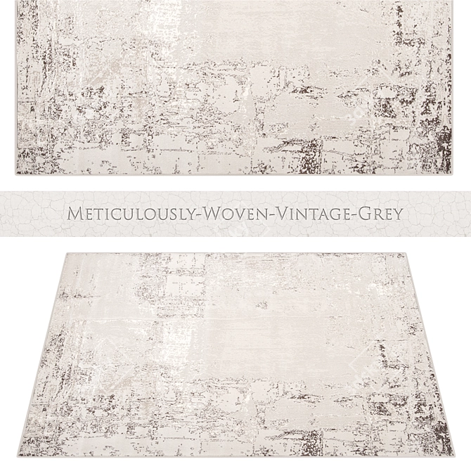 Title: Vintage Grey Woven Rug 3D model image 1