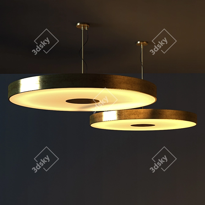 Sleek Metal Modern Ceiling Light 3D model image 1