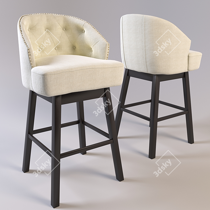 Elegant Swivel Barstool 3D model image 1