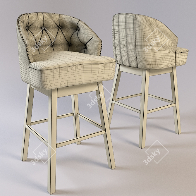 Elegant Swivel Barstool 3D model image 2