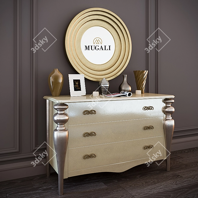 MUGALI Galiano Passion 3-Drawer Art Deco Dresser 3D model image 2