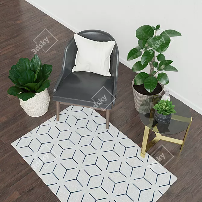 Cozy Seating with Greenery 3D model image 2