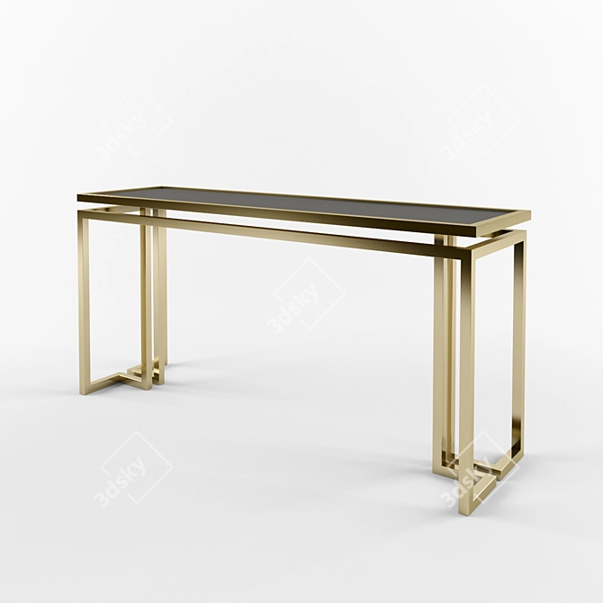 Sleek Gold & Black Console 3D model image 1