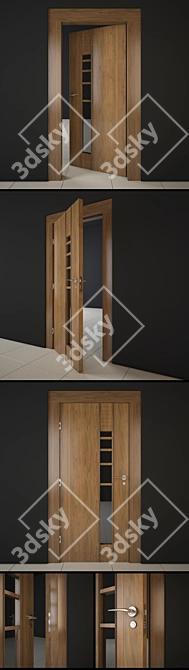 Product Title: Sleek Wood Entry Door 3D model image 2