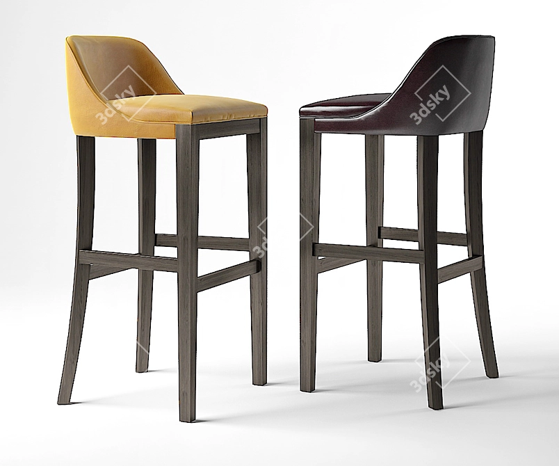 Luxury Leather Bar Stool 3D model image 2