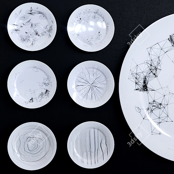 Elegant Home Decor Plates 3D model image 1