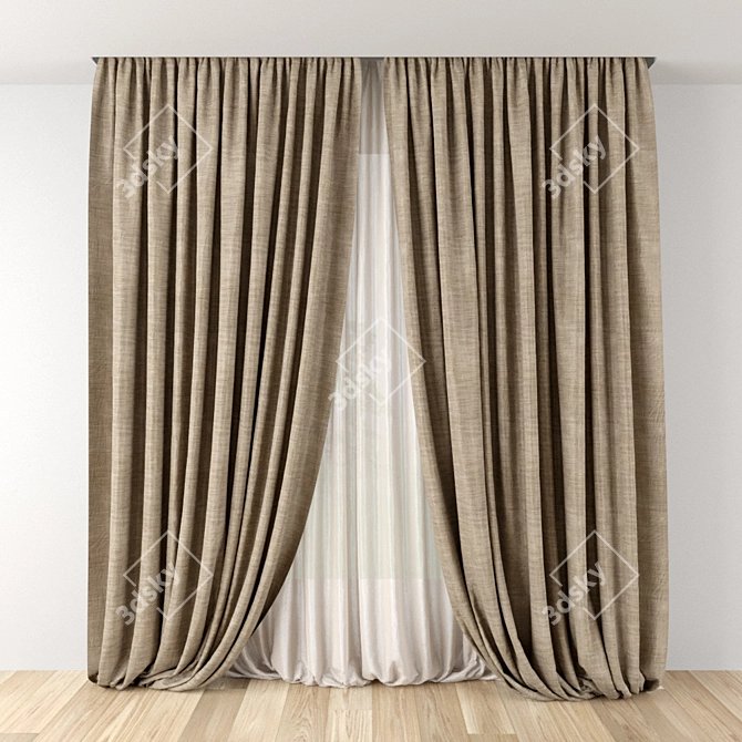 Sleek Ceiling-Mounted Curtain 3D model image 2