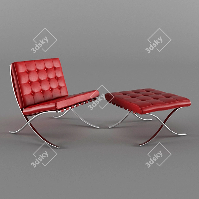 Classic Barcelona Chair - Iconic Design 3D model image 1