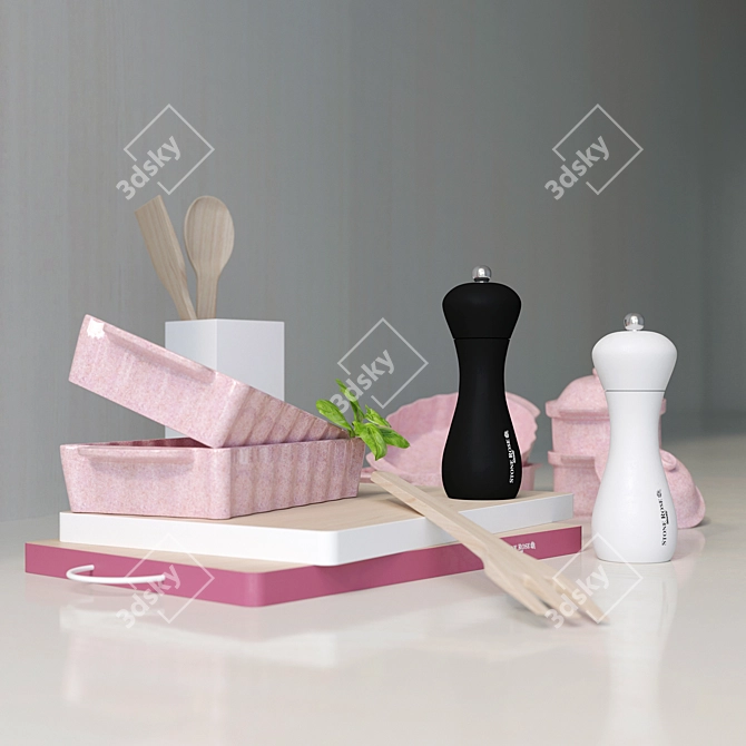 Italian Kitchen Set: Stone Rose Bisetti 3D model image 2