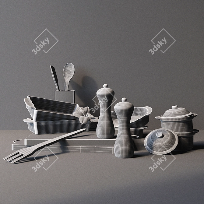 Italian Kitchen Set: Stone Rose Bisetti 3D model image 3