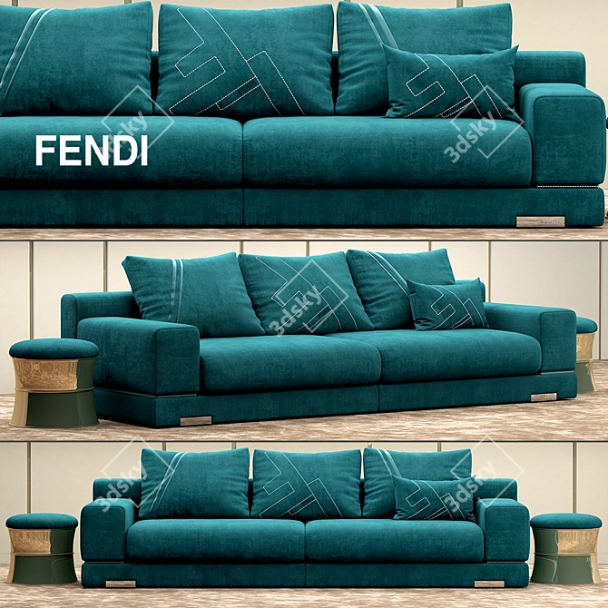 Elegant Fendi Casa Sofa 3D model image 1