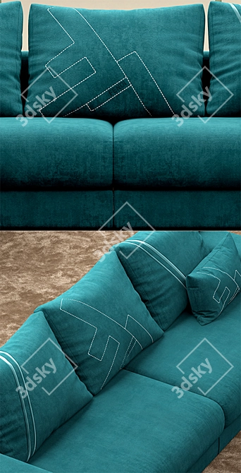 Elegant Fendi Casa Sofa 3D model image 2