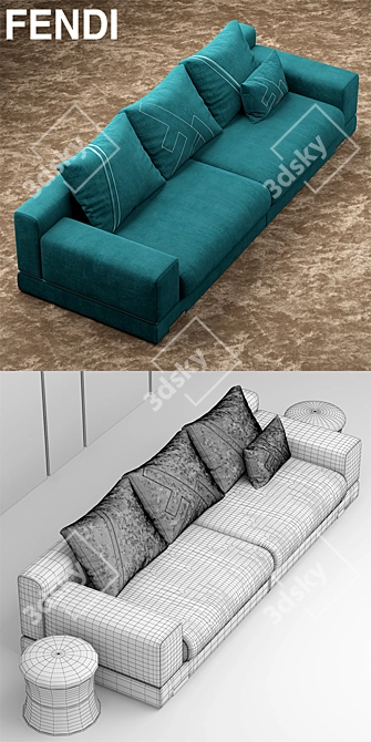 Elegant Fendi Casa Sofa 3D model image 3