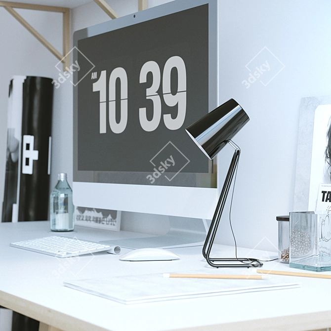 Stylish Desk with Chic Decor 3D model image 3