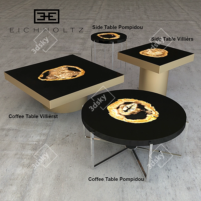 Golden Petrified Wood Side Table 3D model image 1