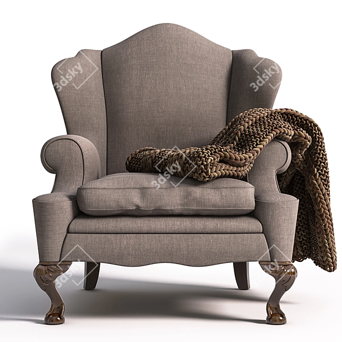 Plaid-Patterned Chair: Stylish and Comfortable 3D model image 2