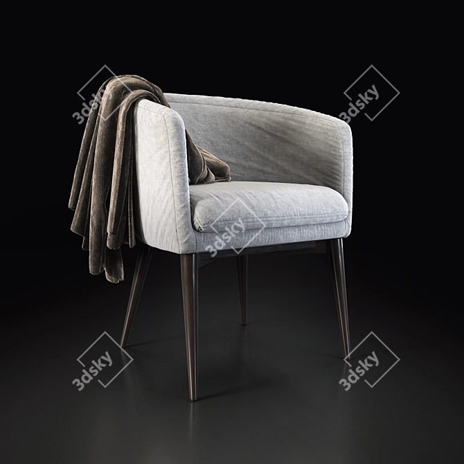 SleekWhiteFabricChair 3D model image 1