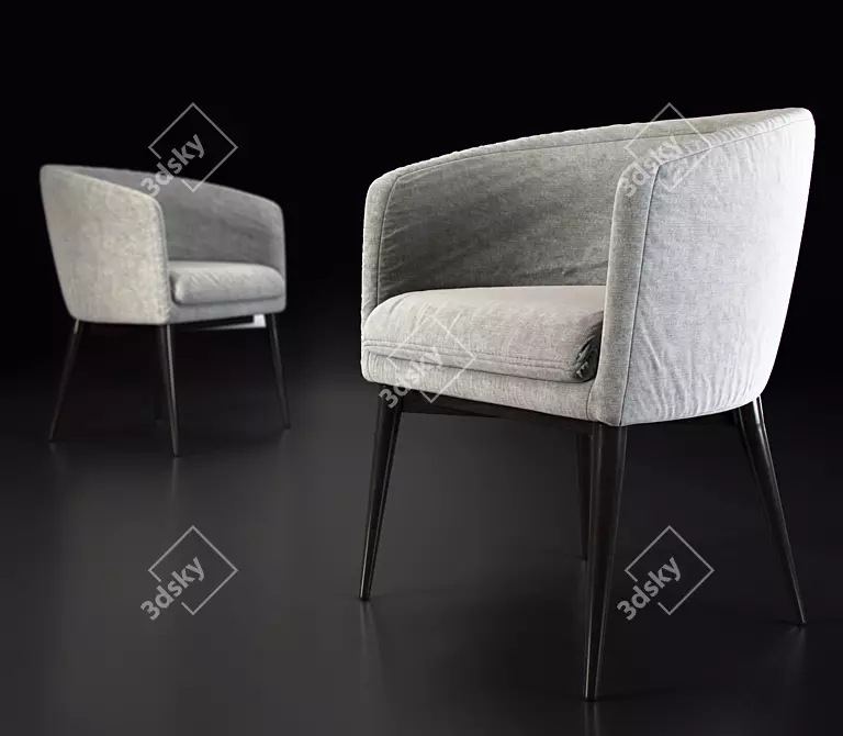 SleekWhiteFabricChair 3D model image 3