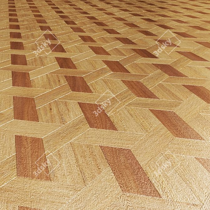 Wooden Mosaic Parquet 3D model image 1