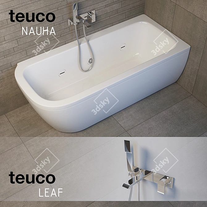 Teuco NAUHA 180x80: Stylish Bath with LEAF Wall-Mounted Mixer 3D model image 1