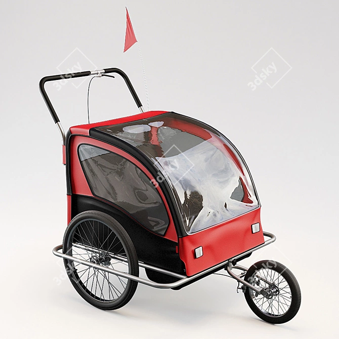 Double Seat Bike Trailer 3D model image 1