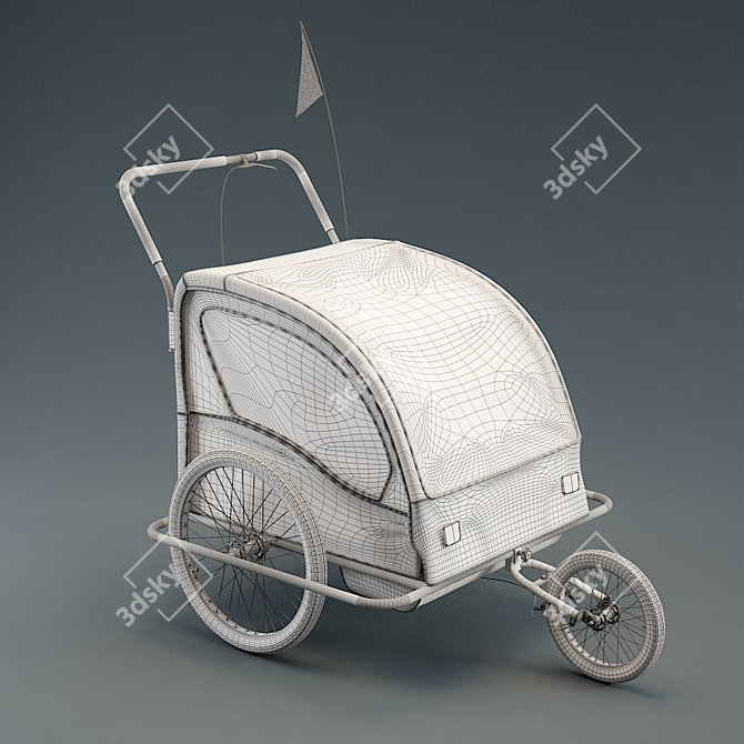 Double Seat Bike Trailer 3D model image 2