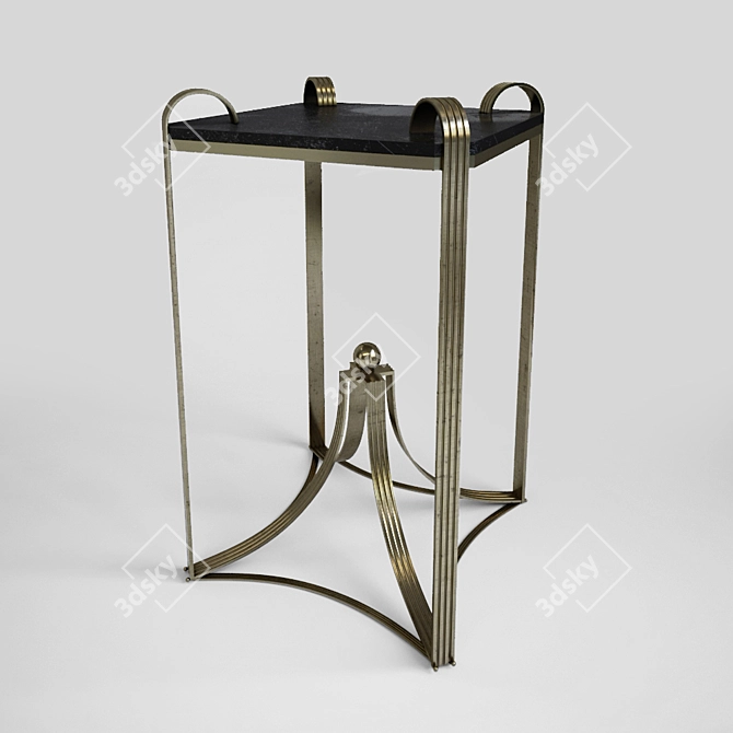 Elegant Marble Gold Leaf Side Table 3D model image 1
