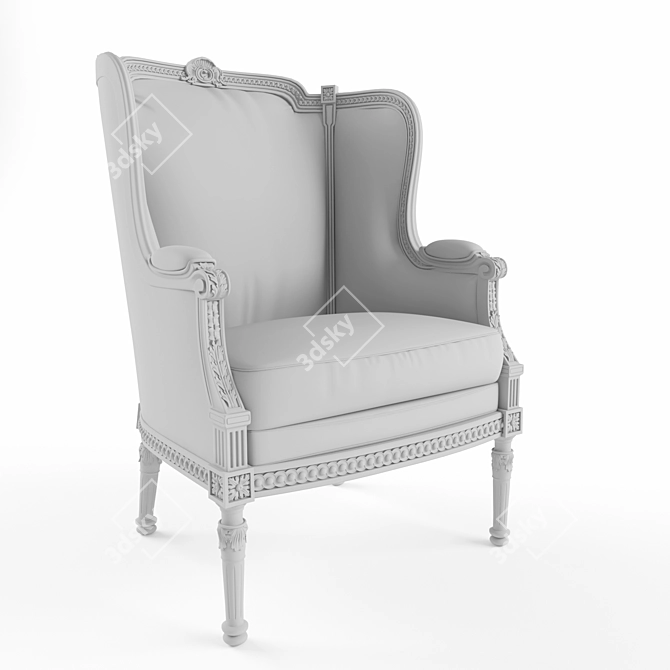 Title: Classic Woodcarved Armchair 3D model image 2