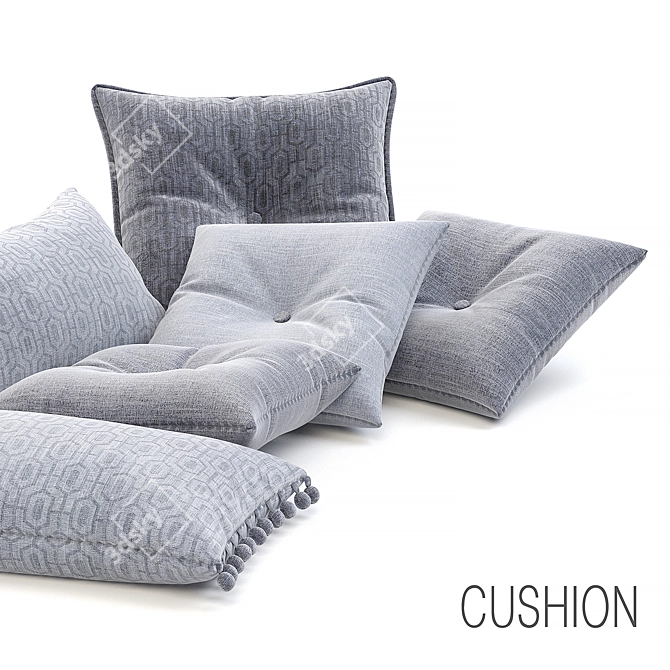 Folded Gray Decorative Cushion Set 3D model image 2