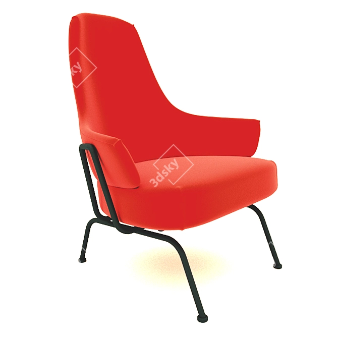 Modern Red Chair 3D model image 1