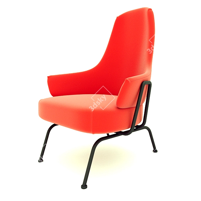 Modern Red Chair 3D model image 2