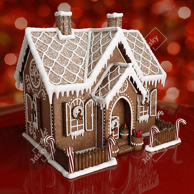 Delicious Gingerbread House 3D model image 2