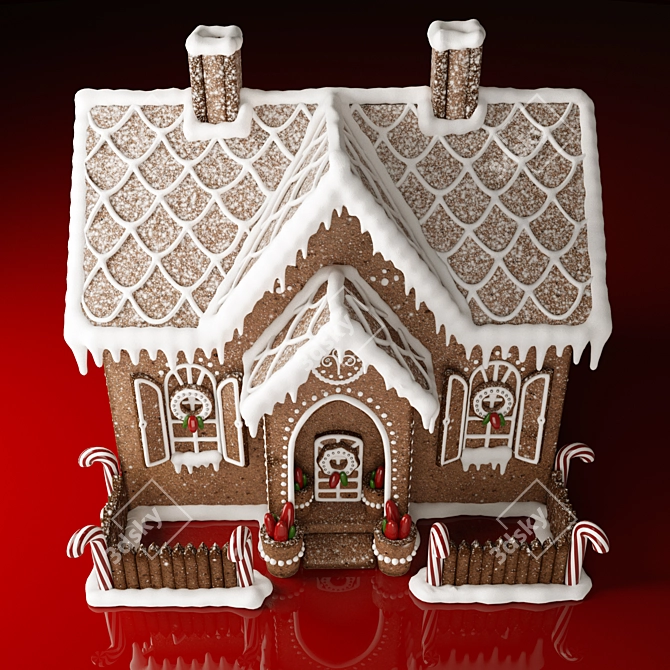 Delicious Gingerbread House 3D model image 3