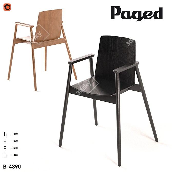 Paged B-4390 Chair: Polish Design Excellence 3D model image 1