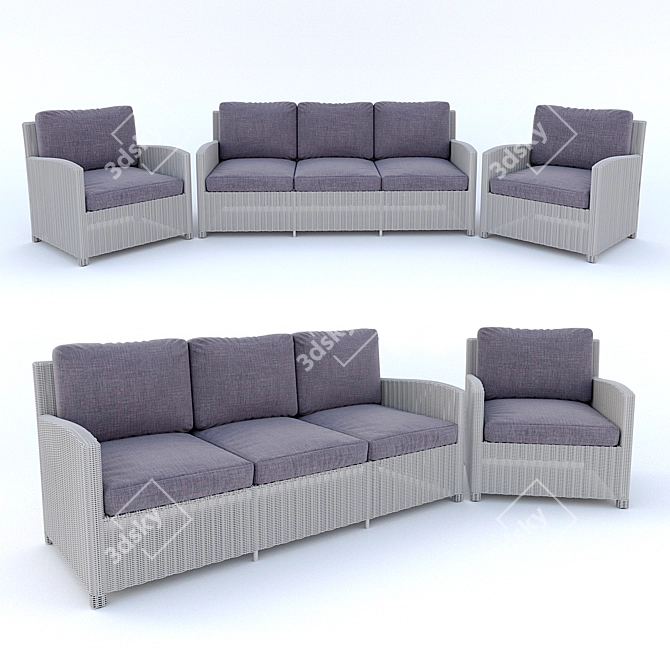 Kettler Palma Rattan Sofa Set 3D model image 1