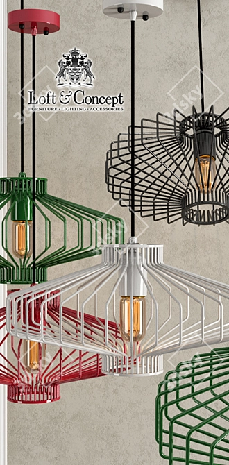 Colorful Metal Suspension Cage Light 3D model image 2