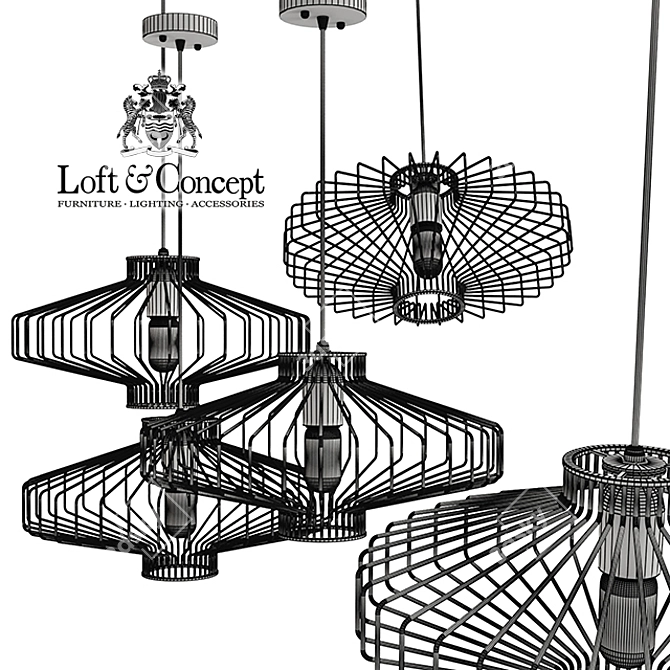 Colorful Metal Suspension Cage Light 3D model image 3