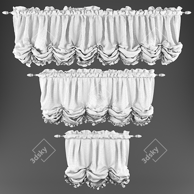 Elegant Austrian Blinds 3D model image 2