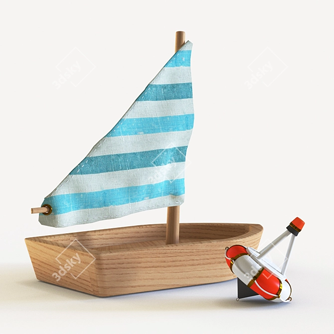 Wooden Sailboat Toy - 16*8*14 cm 3D model image 1