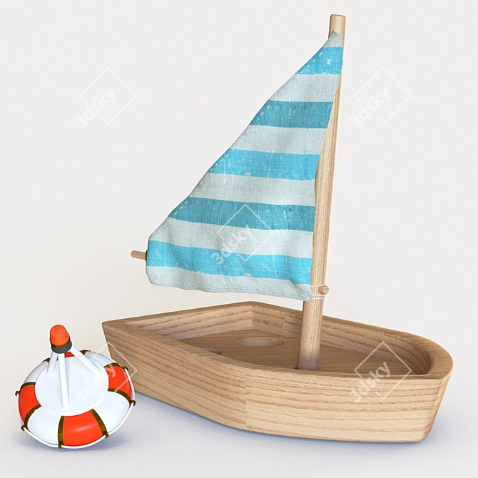 Wooden Sailboat Toy - 16*8*14 cm 3D model image 2
